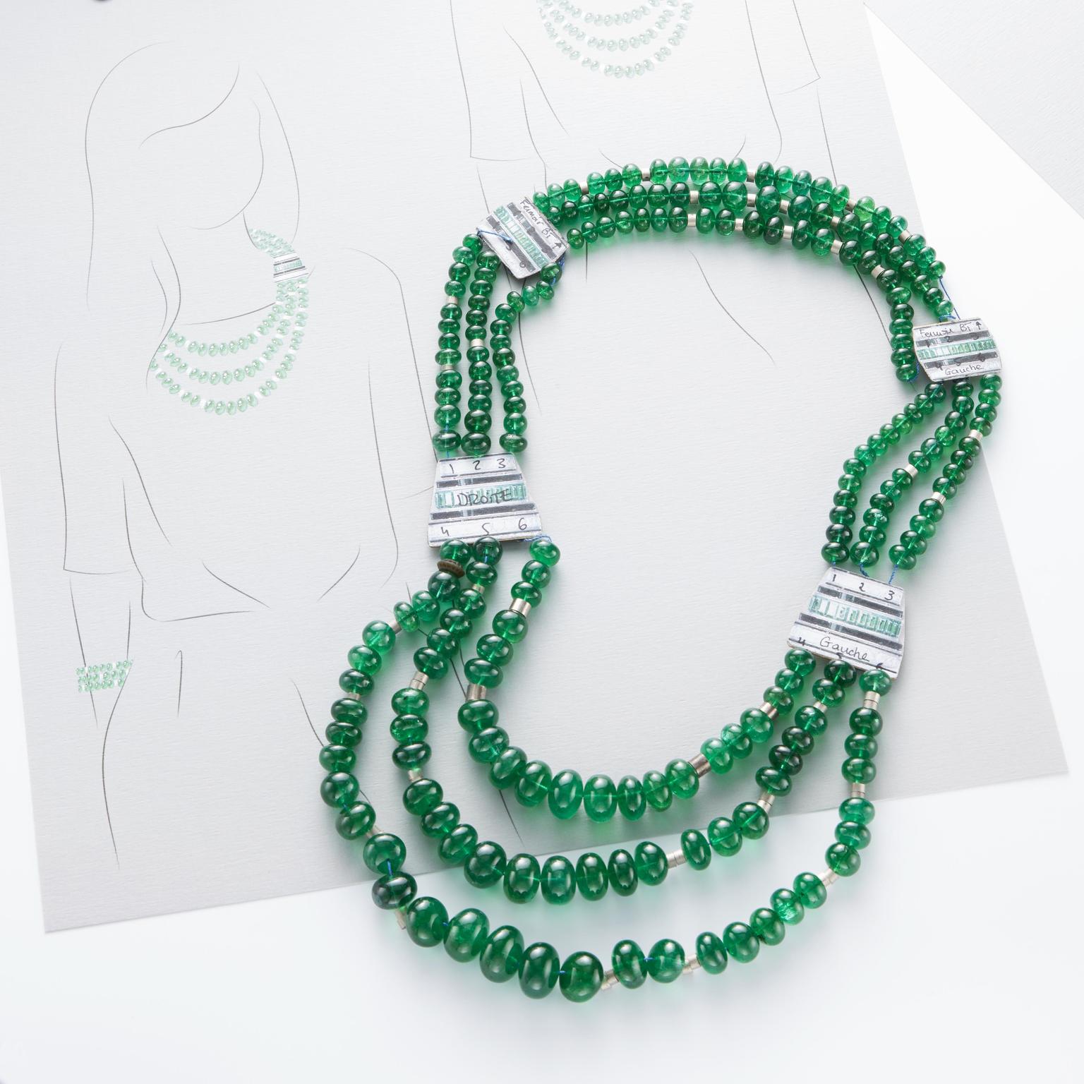 Plastron Émeraudes necklace drawing by Boucheron