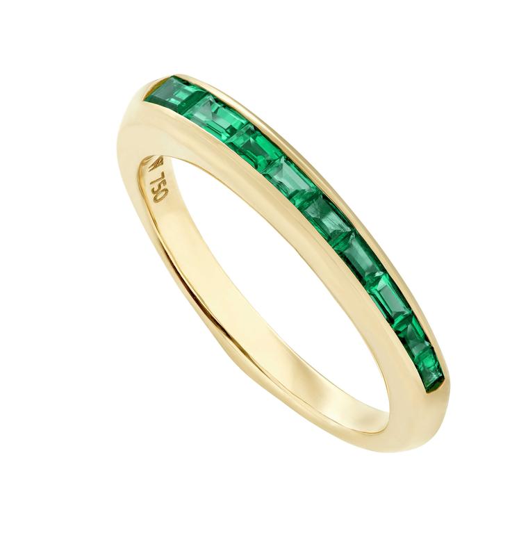 Stephen Webster CH2 Shard baguette stacking ring emeralds