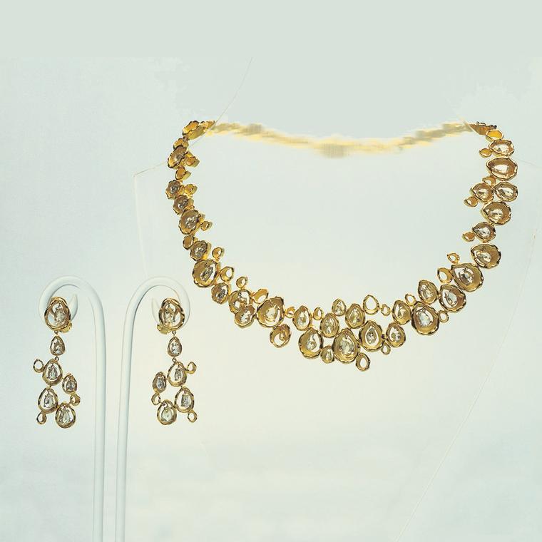 John Donald gold and diamond necklace and earrings
