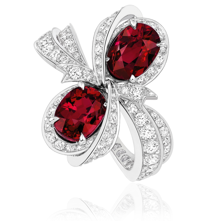 Milieu du Siecle Diamant ruby ring with diamonds