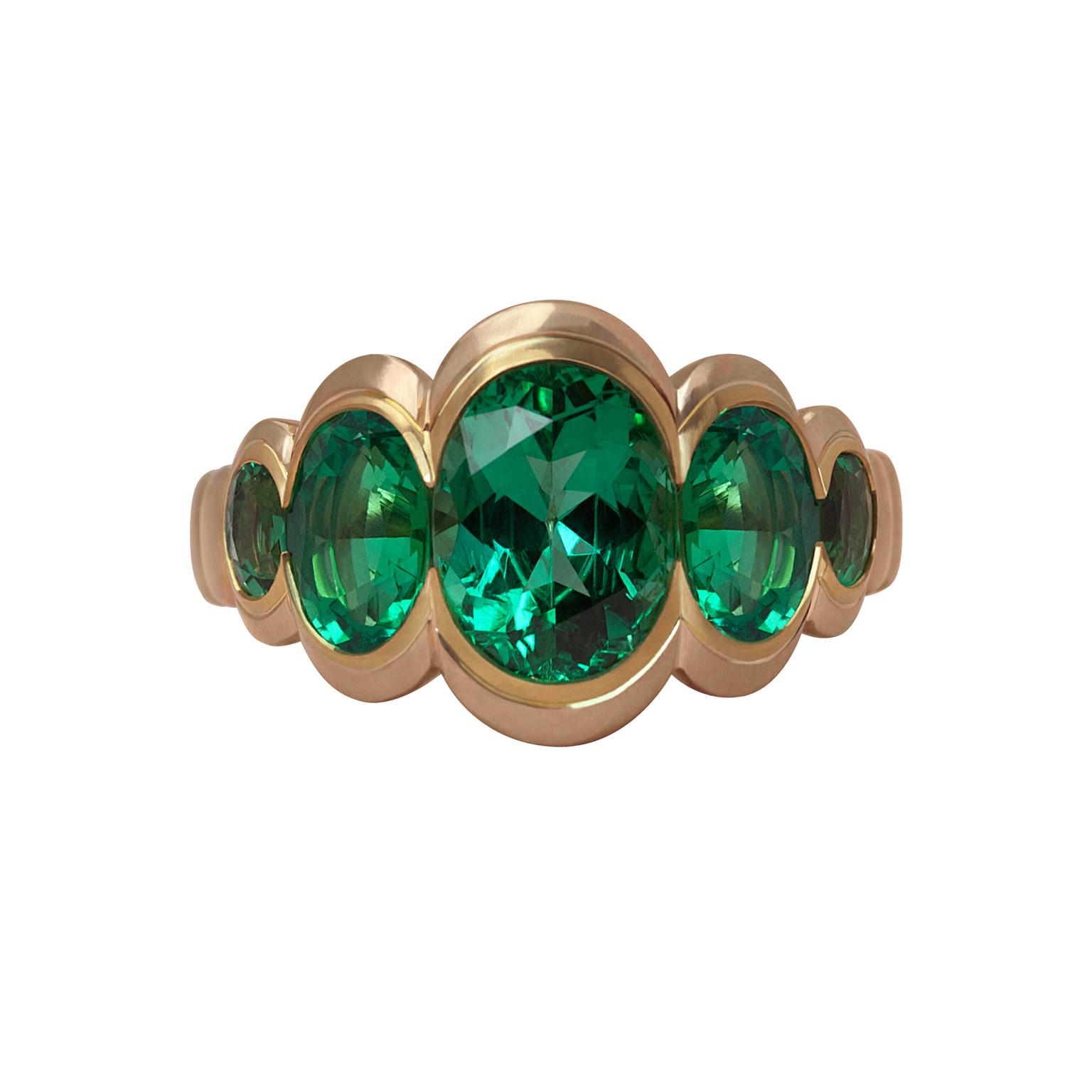 Ming Lampson Caterpillar emerald ring