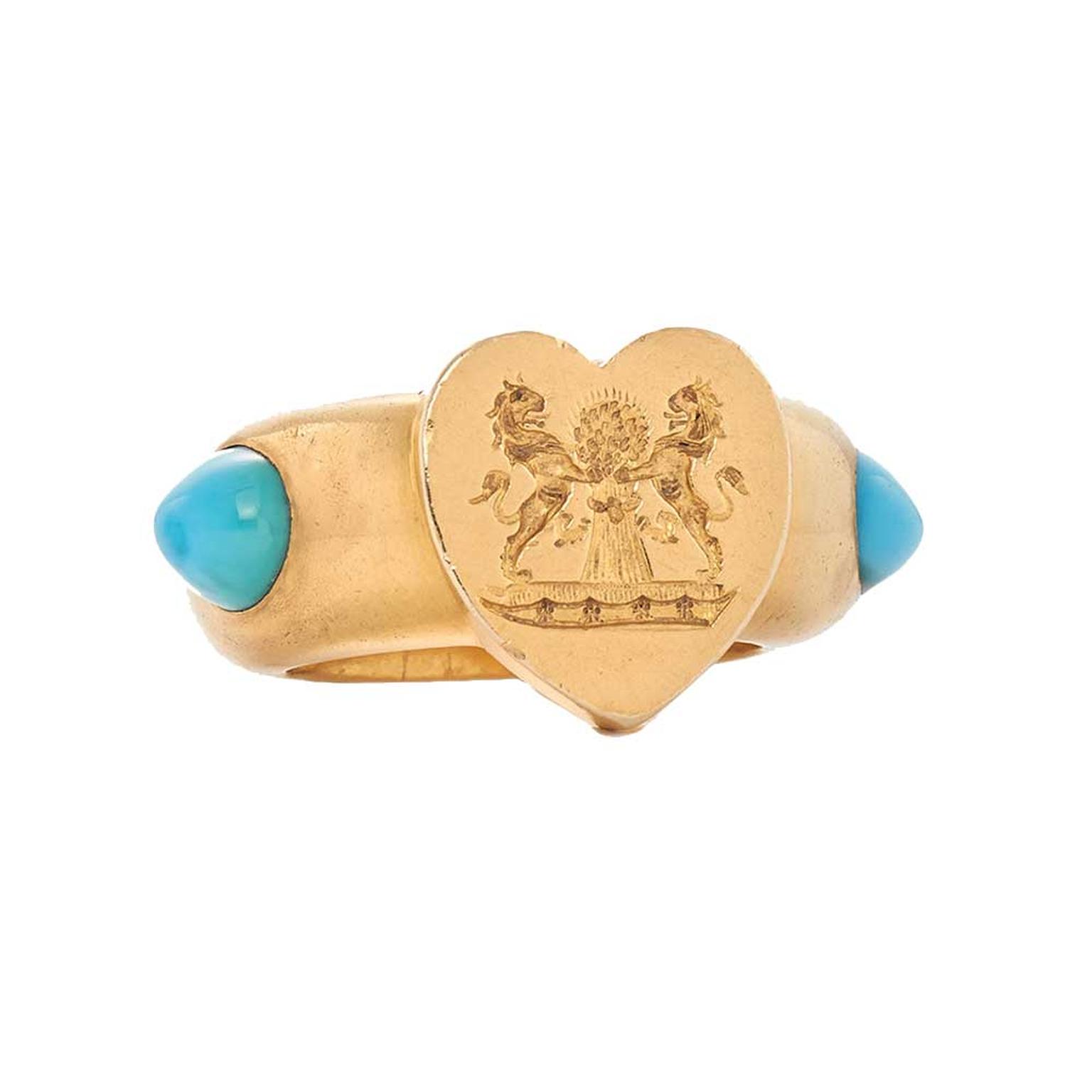 Fred Leighton ring with turquoise cabochons