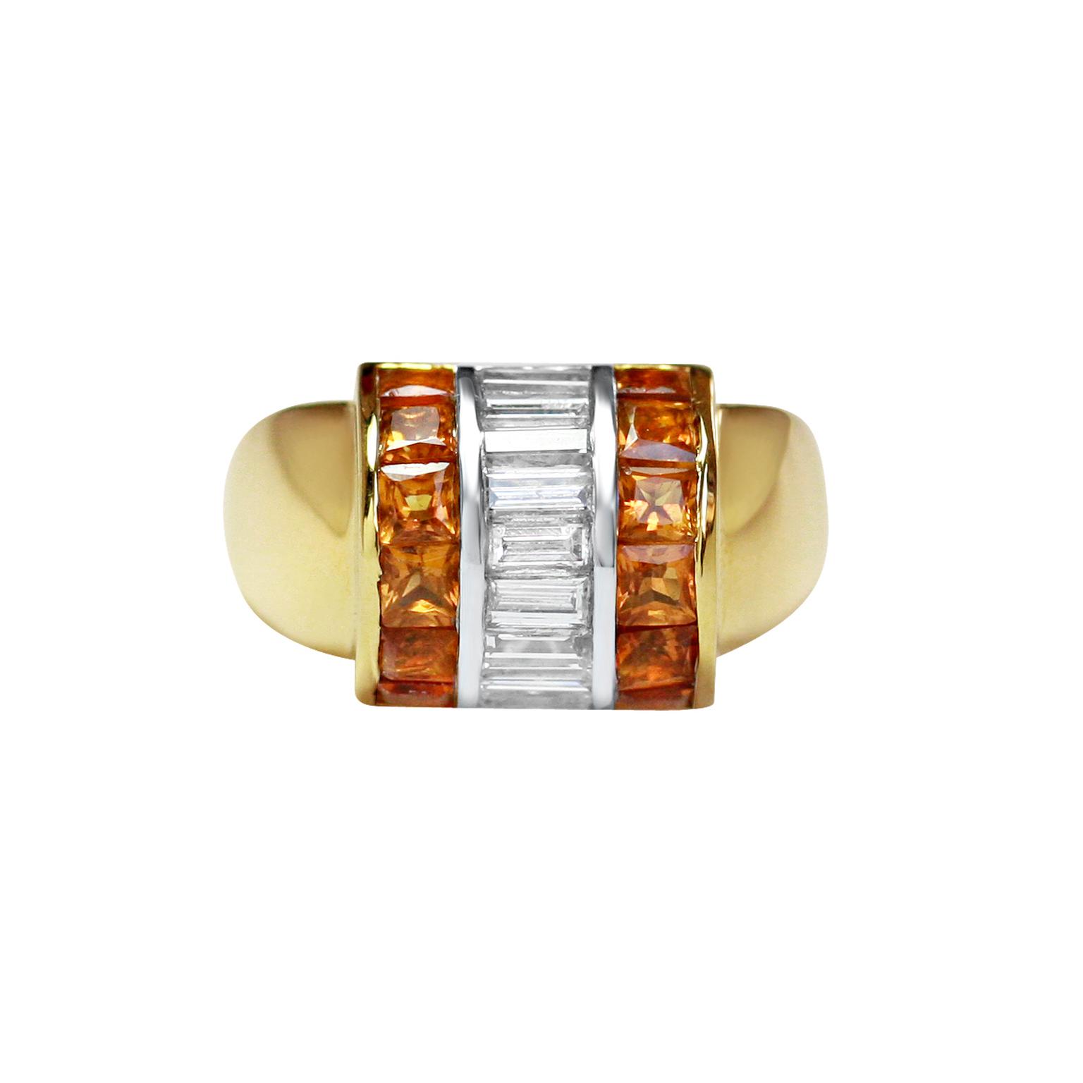 Gee Woods baguette-cut diamond and citrine ring