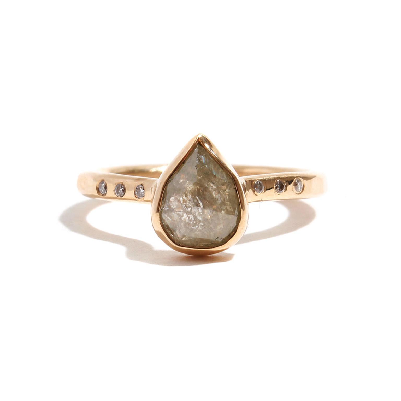 Melissa Joy Manning teardrop diamond ring