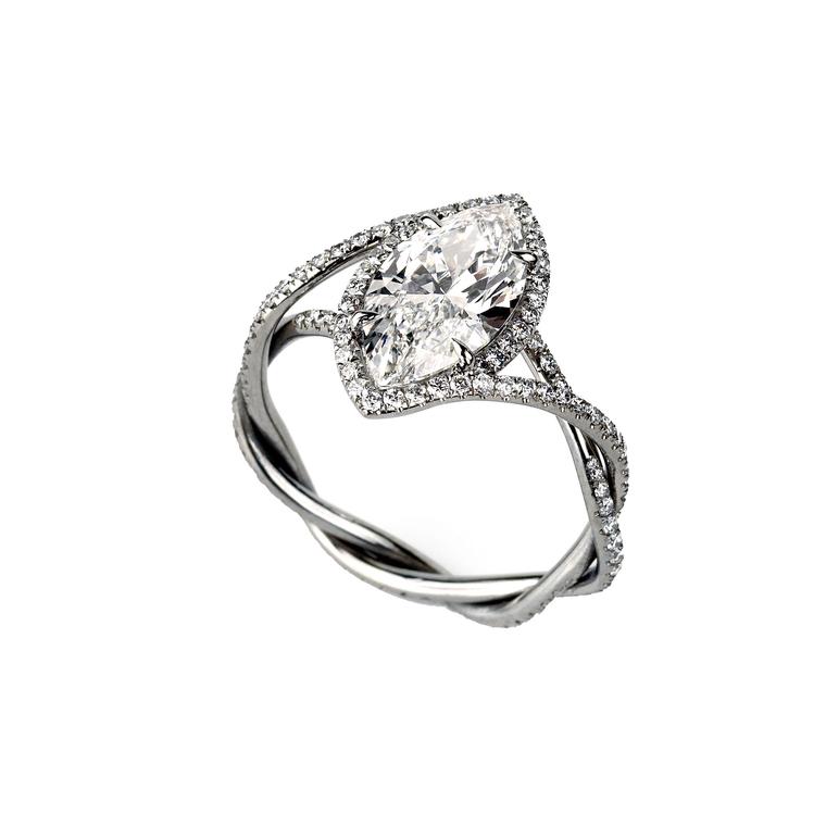 Glenn Spiro I Do engagement ring set with a marquise-cut diamond
