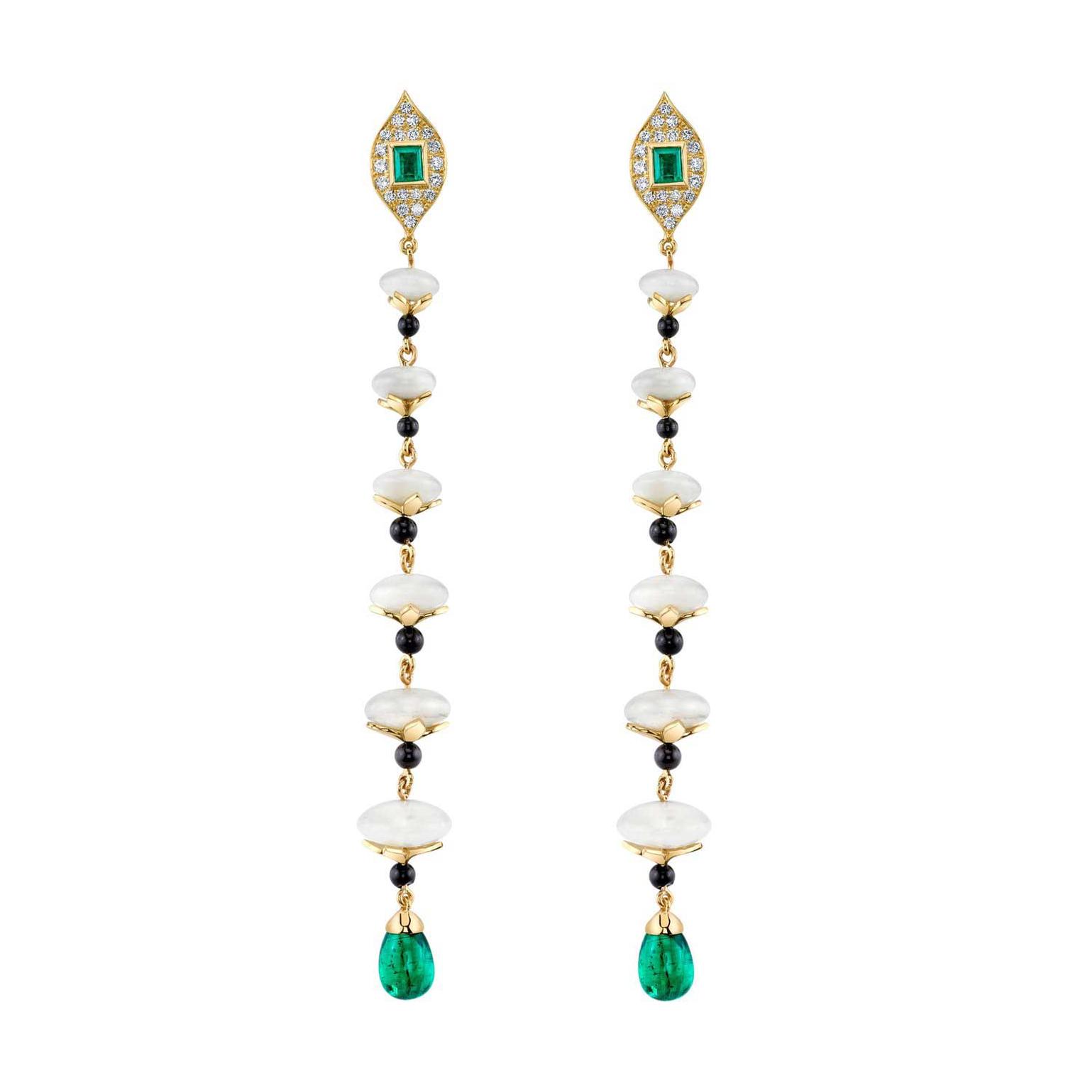 KC Sukamto emerald and Tagua nut earrings