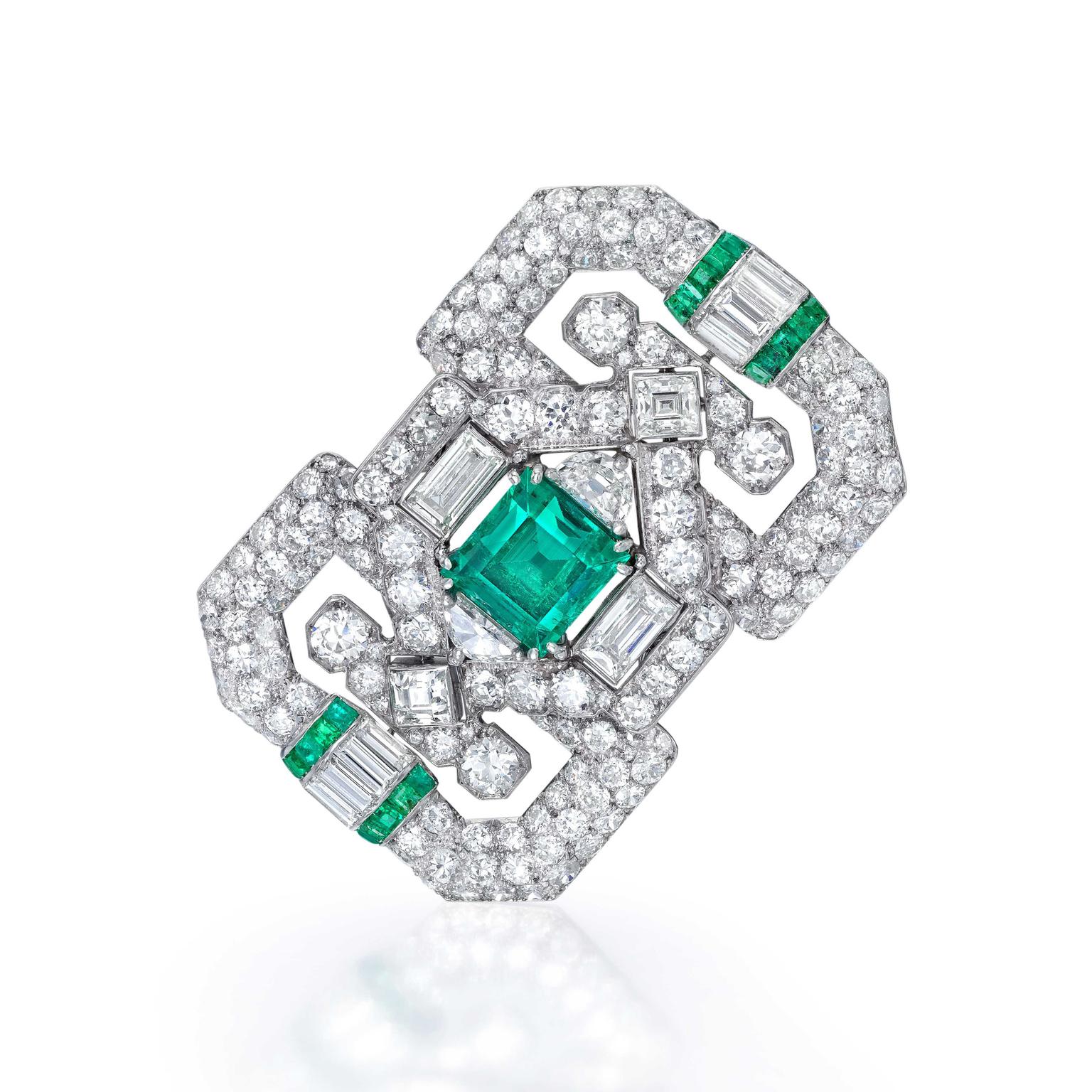 Jackie Collins' emerald and diamond French brooch