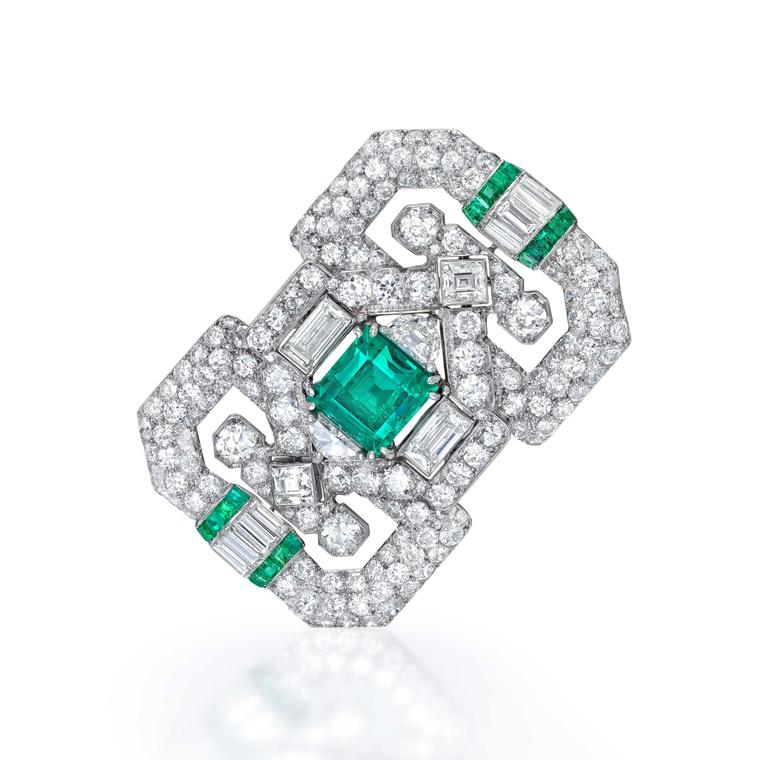 Jackie Collins' emerald and diamond French brooch