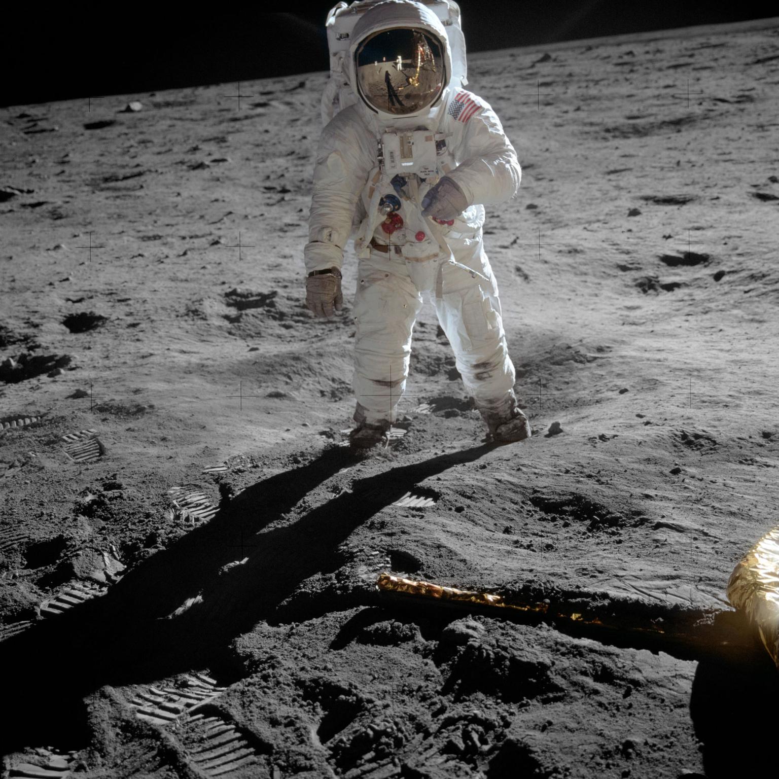 Buzz Aldrin poses on the Moon in 1969