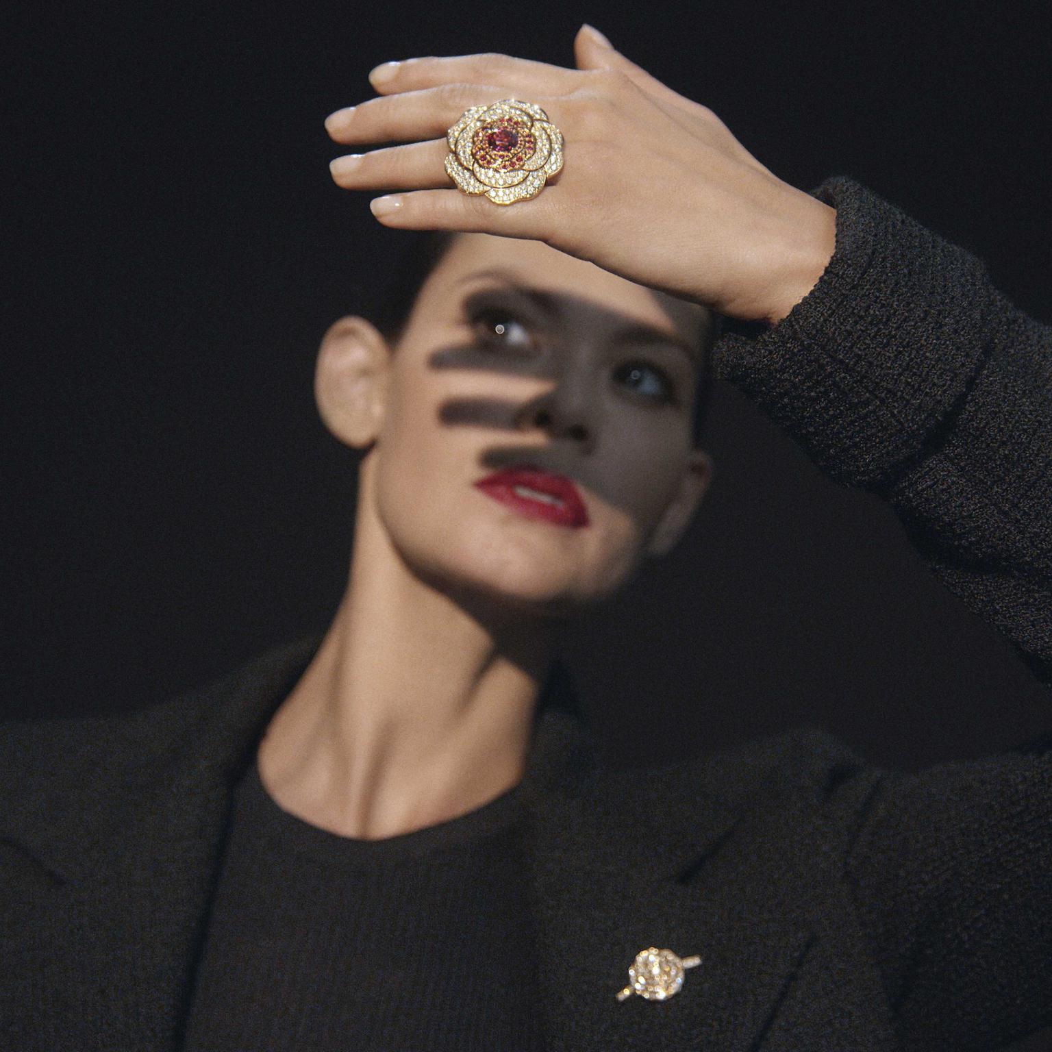 Chanel rose cheap gold ring