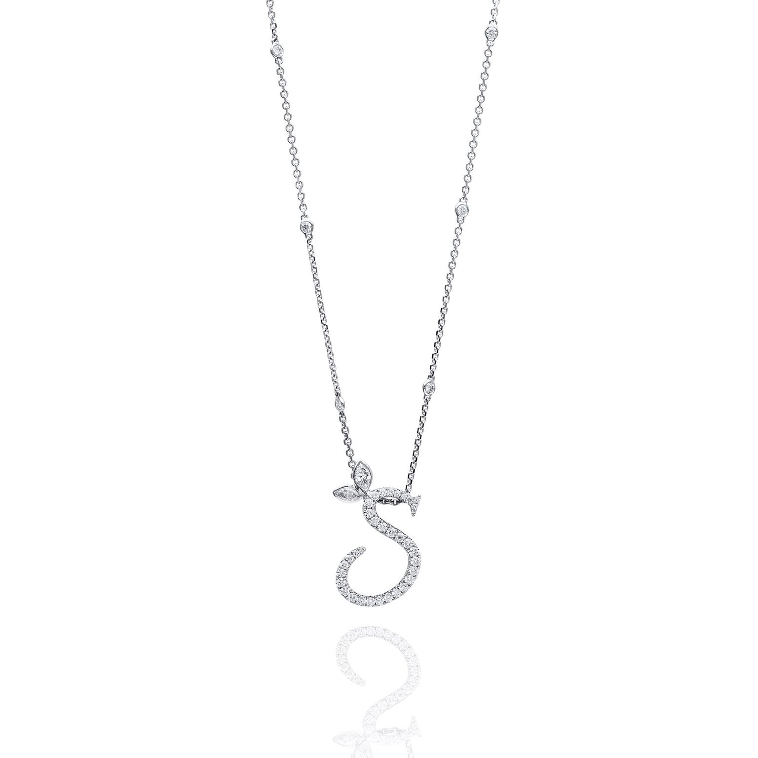 Boodles diamond letter pendant necklace