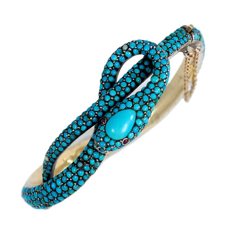 Kentshire gold and turquoise snake bracelet