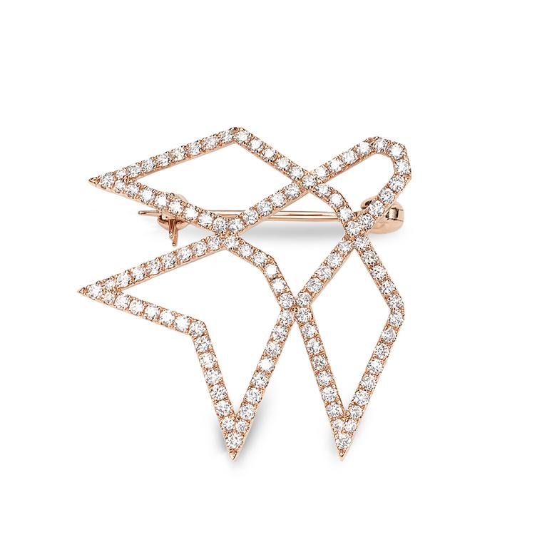 Octium Sun collection rose gold brooch with diamonds