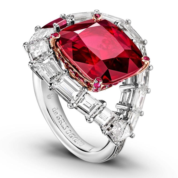 Ruby and diamond engagement ring from de GRISOGONO