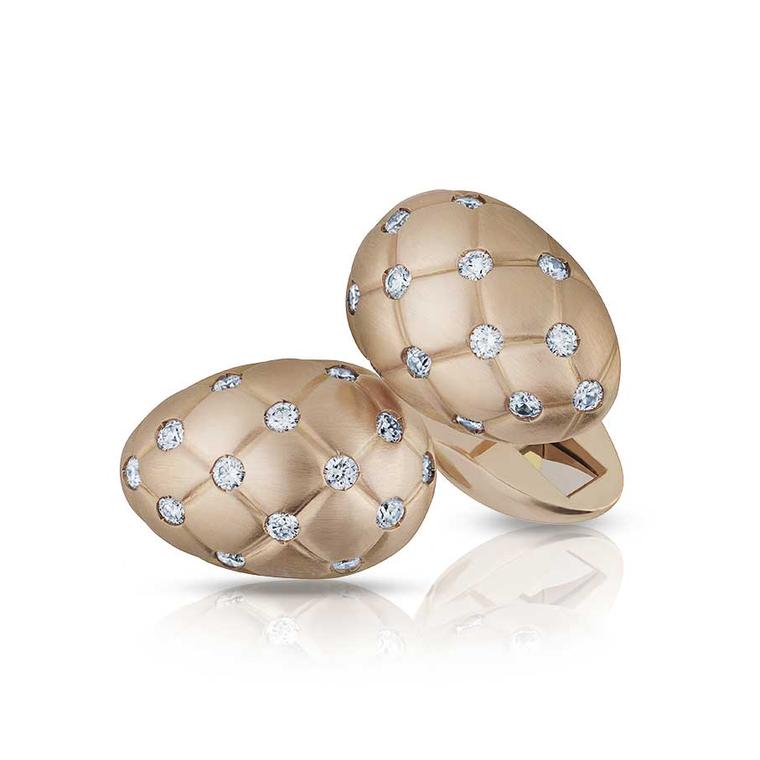Faberge Treillage diamond rose gold cufflinks