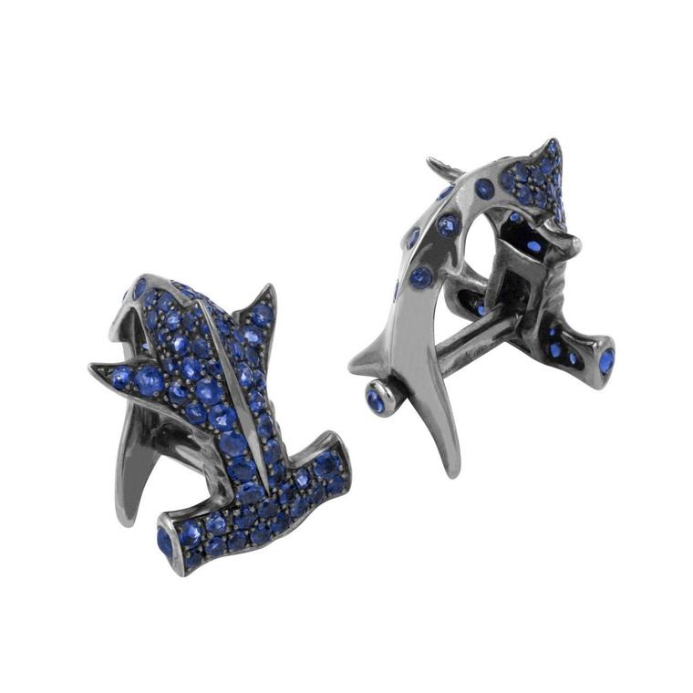 Stephen Webster Hammerhead cufflinks with blue sapphires