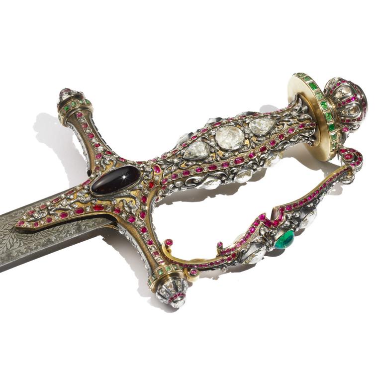 Ceremonial sword with jewelled gold hilt