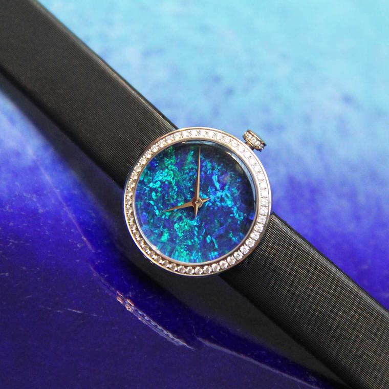 La Mini D de Dior watch with opal dial and diamond bezel