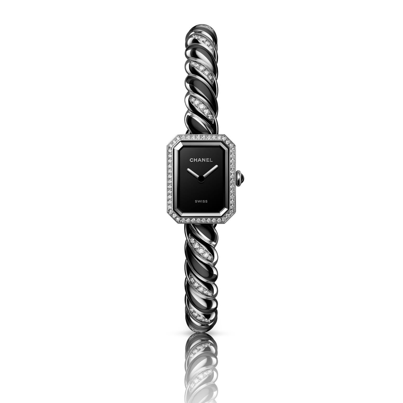 Premiere Galon with black lacquer watch by Chanel