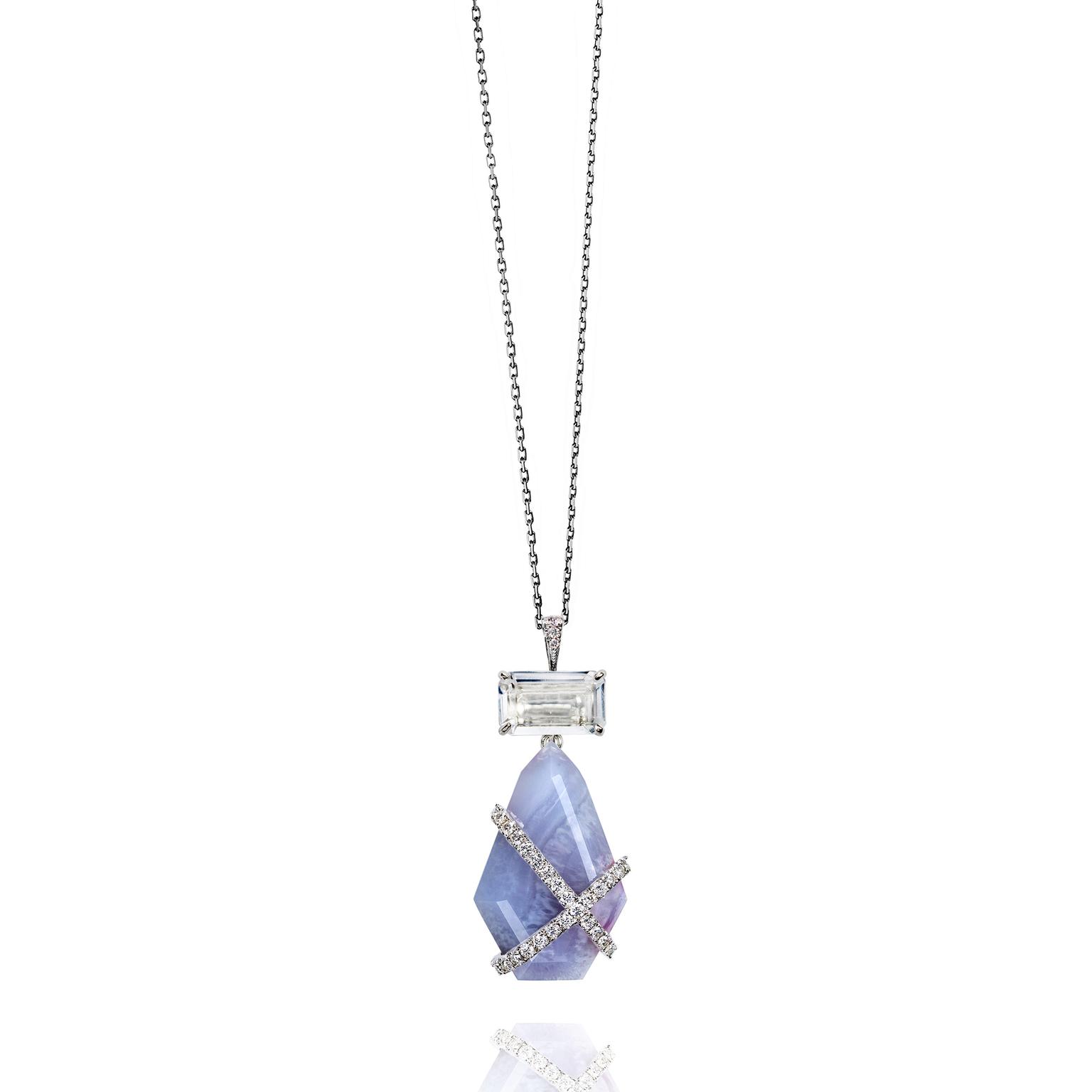 Rachael SARC white gold and chalcedony necklace