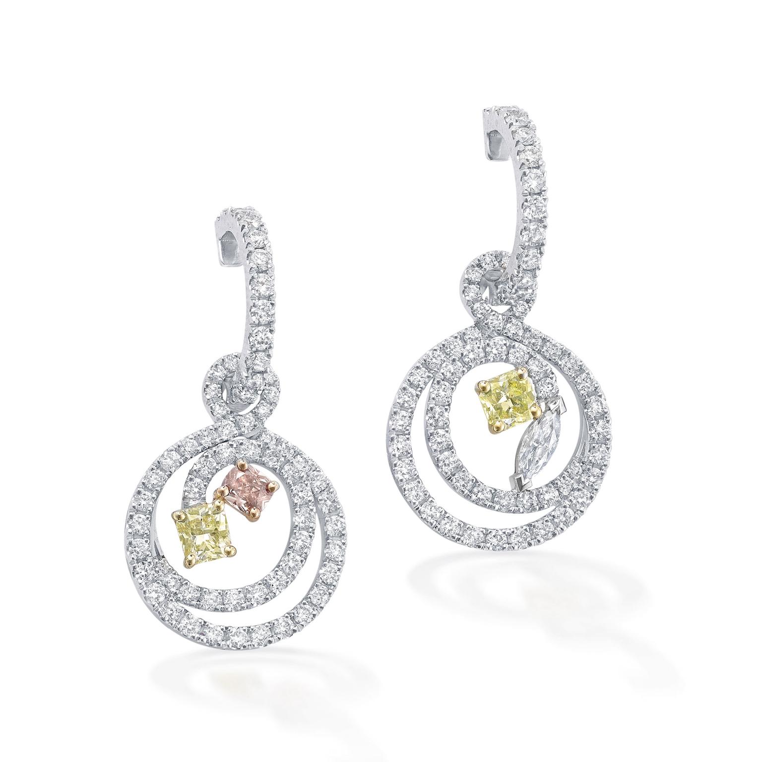 Boodles Finely Coloured Swirl diamond earrings