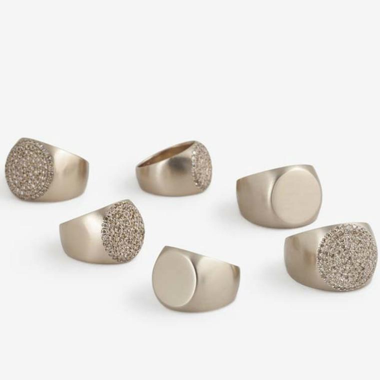 Pinky rings are in with new minimalist coin rings by Dina Kamal