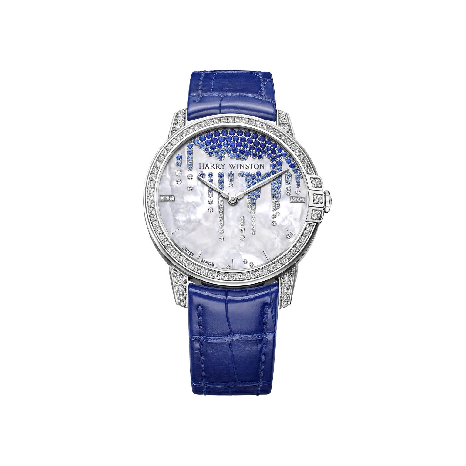 Harry Winston Midnight Diamond Stalactite white gold pearl watch