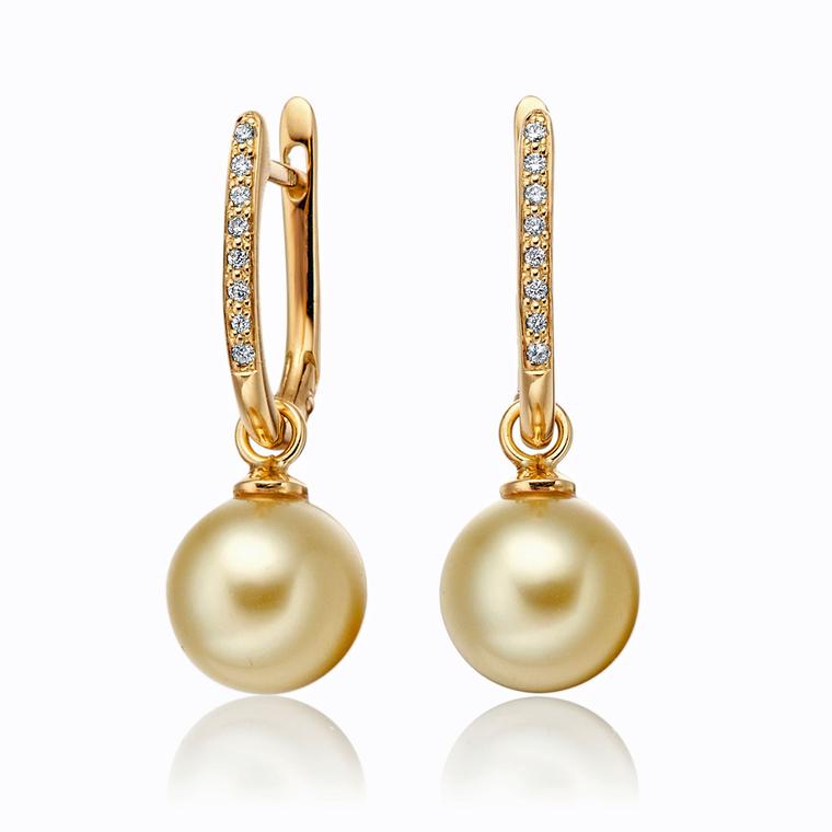 Winterson yellow gold, diamond and pearl earrings