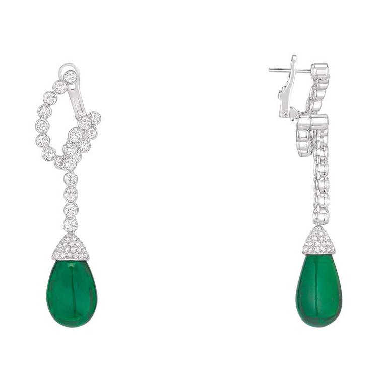 Chaumet emerald earrings as worn by Carey Mulligan at Cannes Film Festival 2018