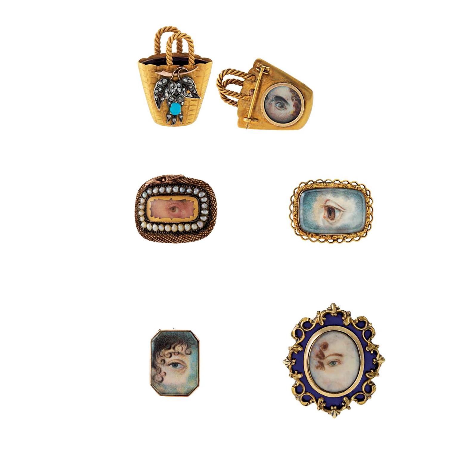 Macklowe Gallery lover's eye brooches