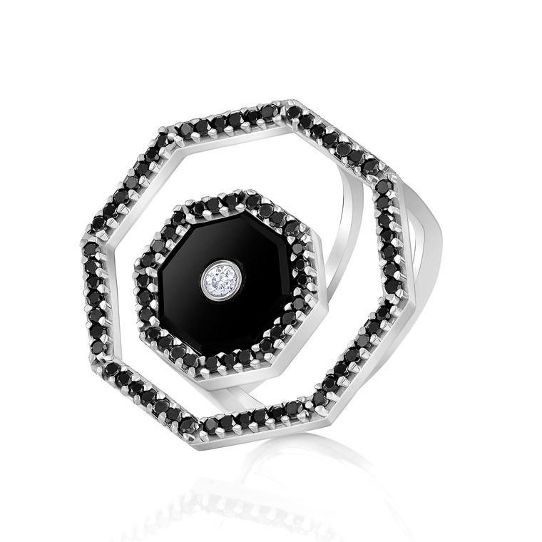 Atelier Schiper Phi Octahedron diamond double ring
