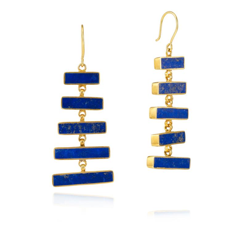 Turquoise Mountain lapis lazuli gold-plated earrings