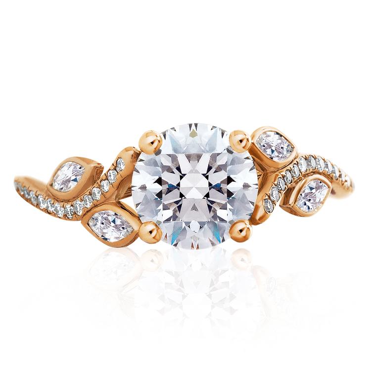 De Beers Adonis Rose engagement ring with a marquise-cut diamond