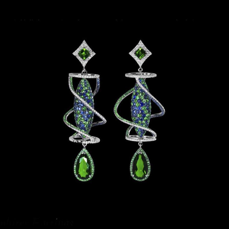 Dionea Orcini Linee Misteriose blue sapphire earrings