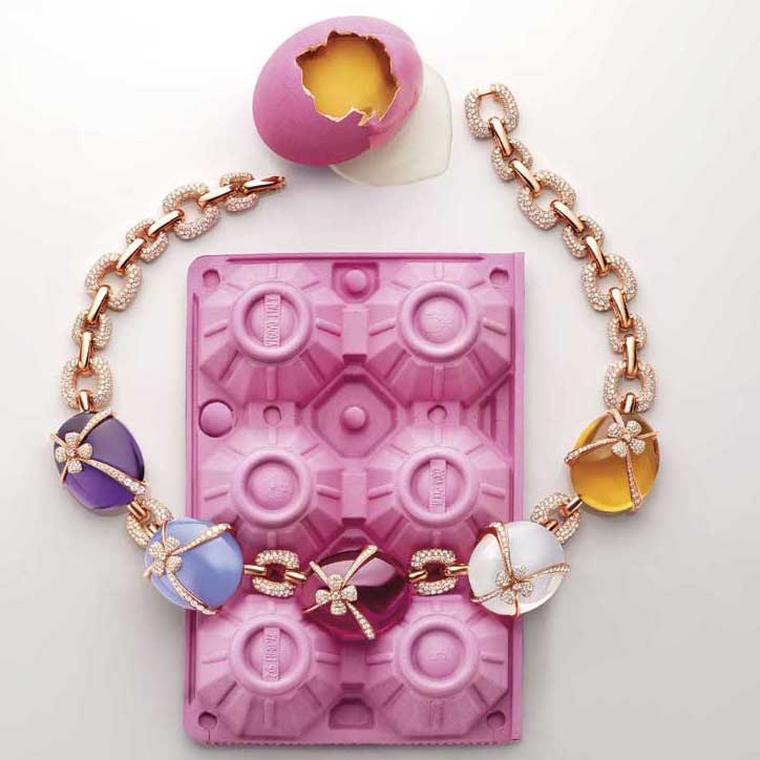 Eggs necklace from Bulgari Wild Pop high jewellery collection in pink gold