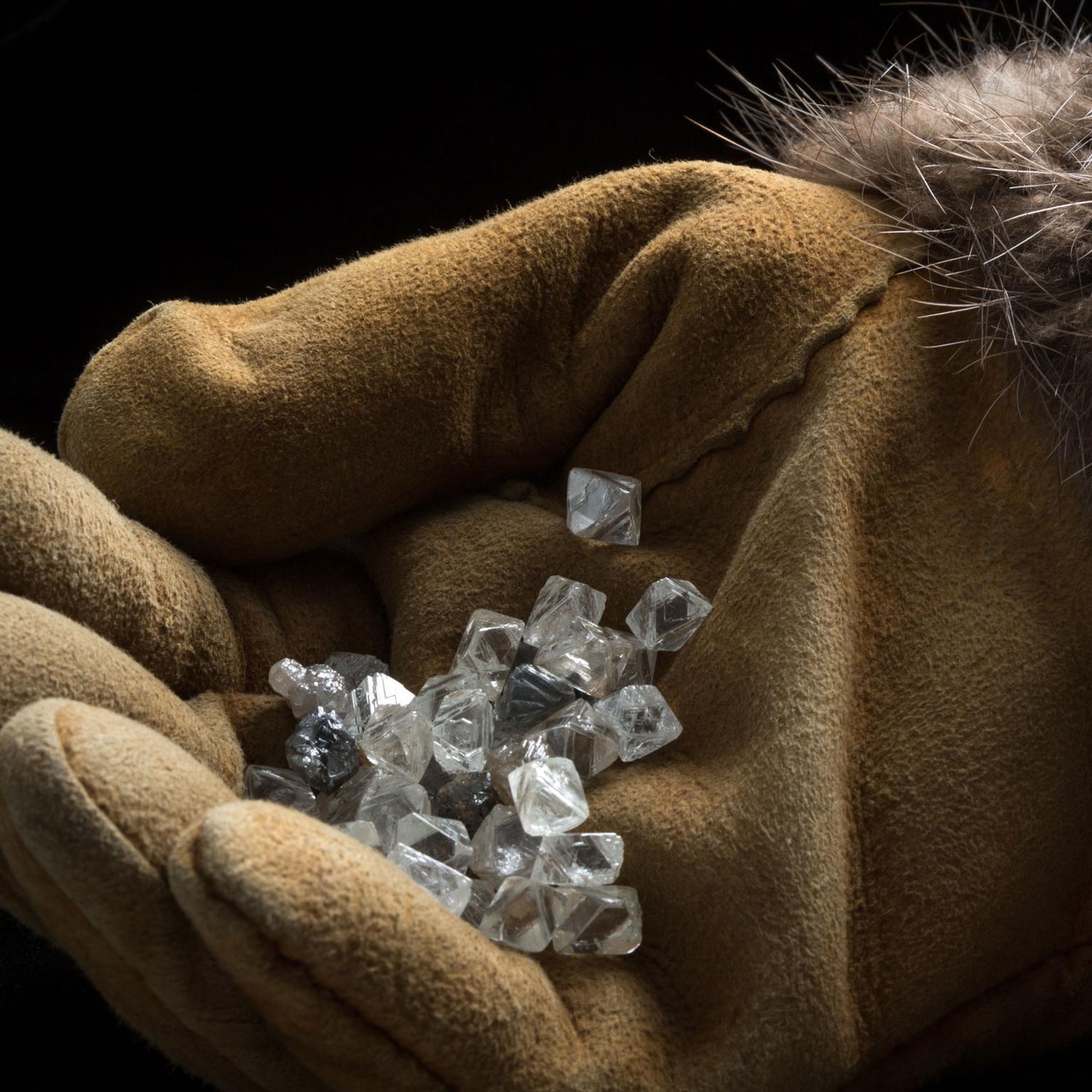Rough diamonds from the Diavik diamond mine in Canada