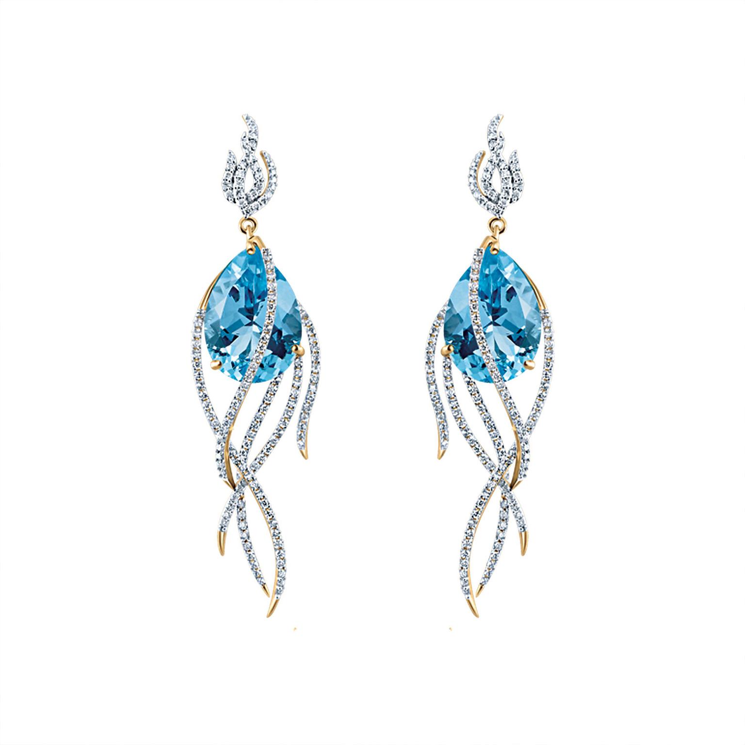 Arya Esha topaz and diamond earrings
