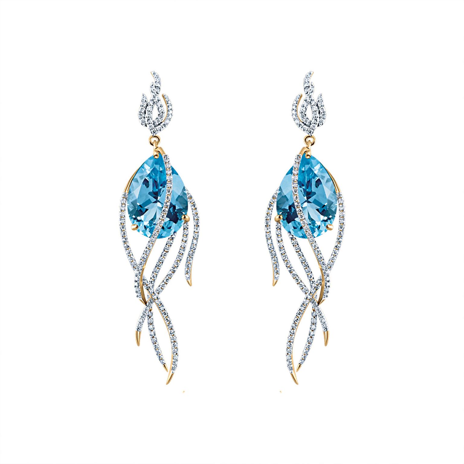 Blue topaz discount earrings with diamonds