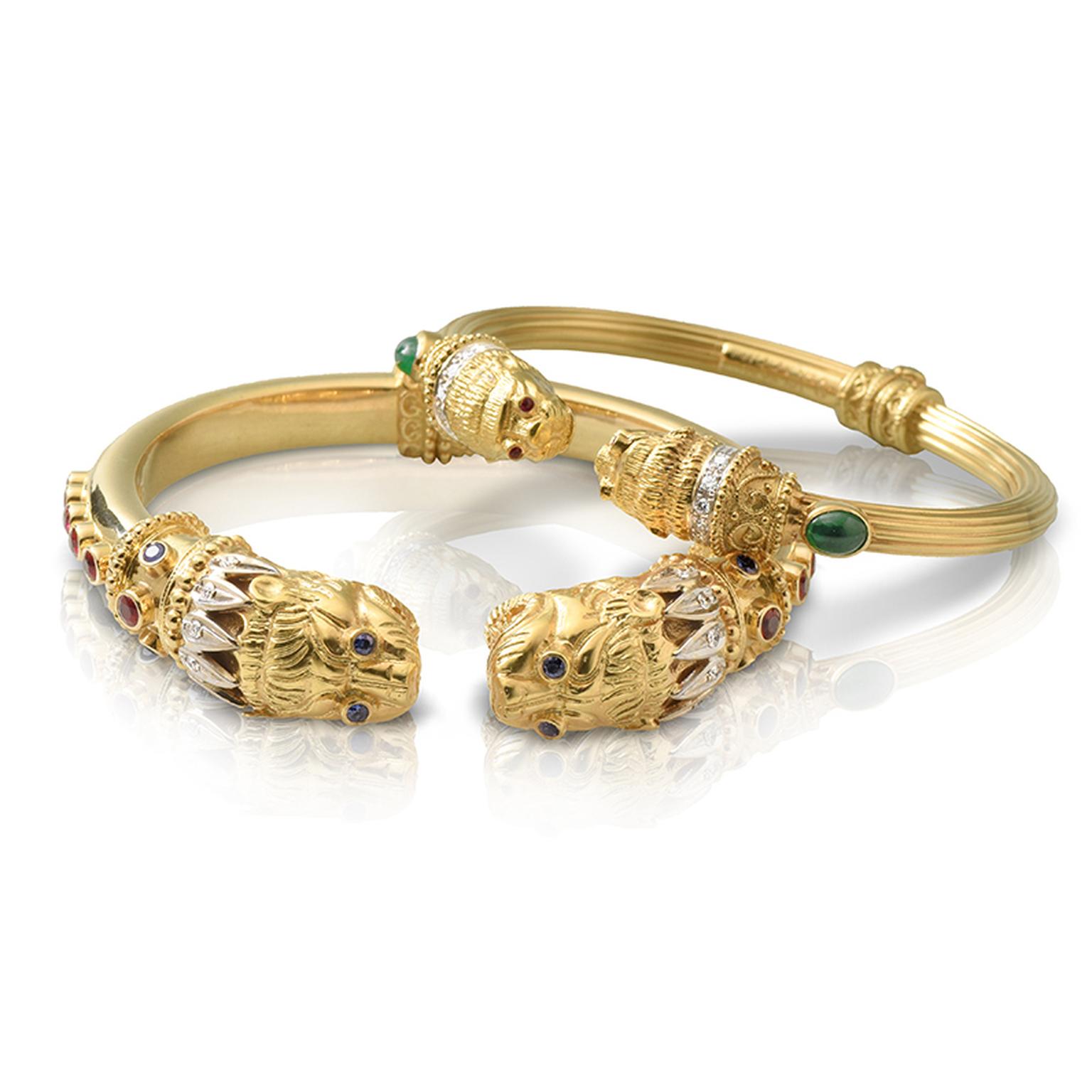 Lalaounis Lion head Byzantine bangles