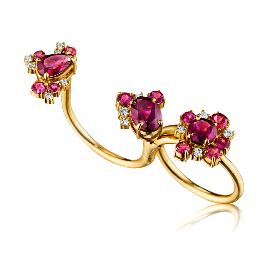 Czarina doublefinger diamond ring in white gold Lily Gabriella The