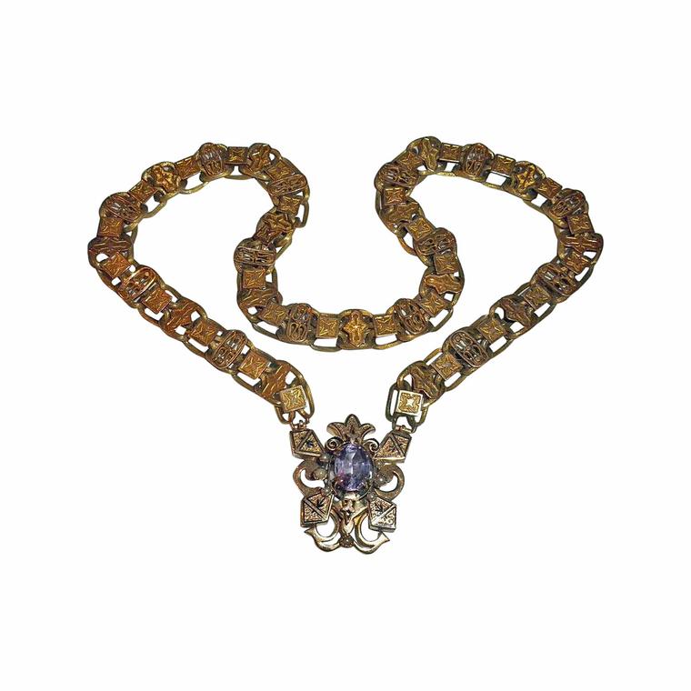 Vanity's Antique Studio amethyst book chain necklace