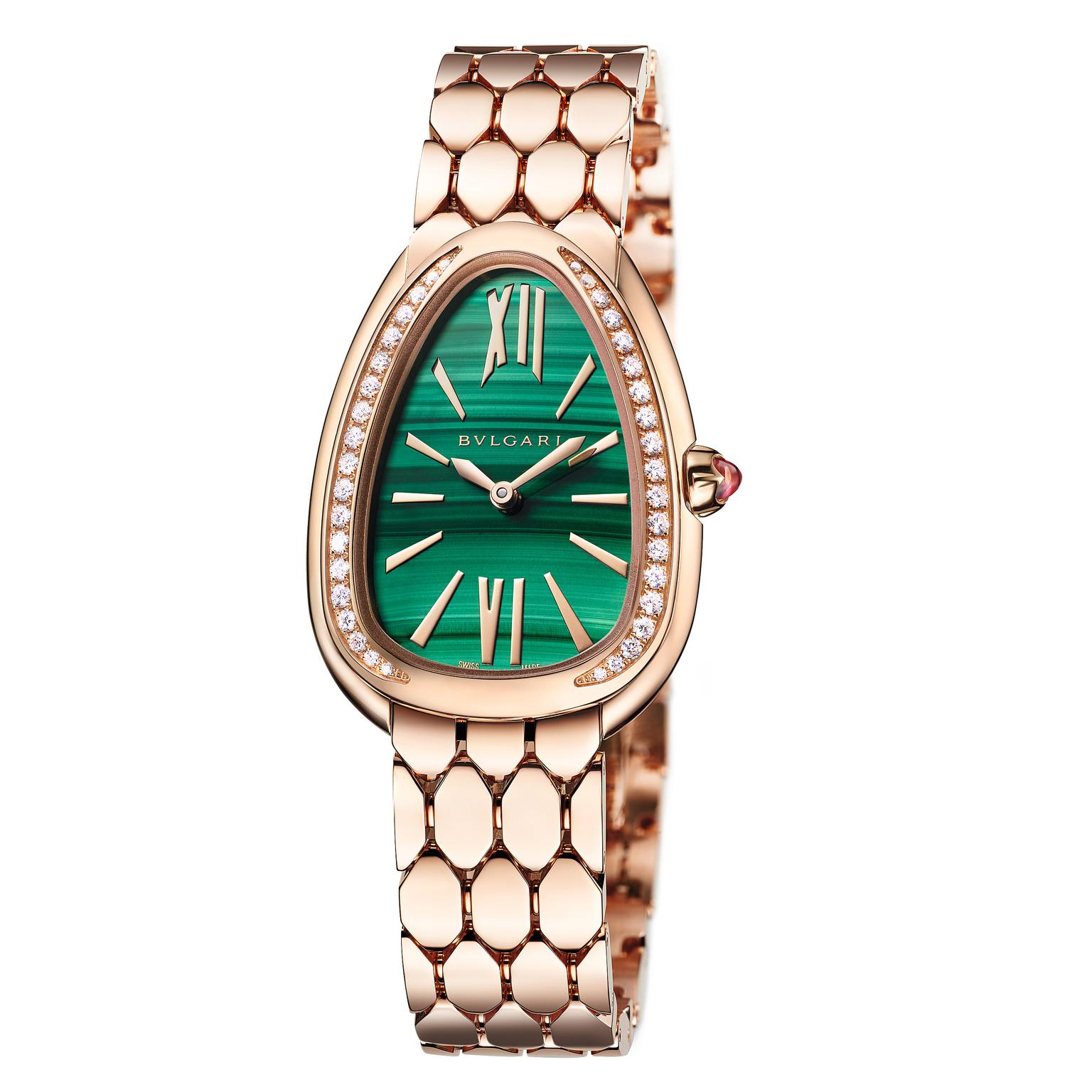 Bulgari Serpenti Seddutori rose gold watch with scale-like bracelet links