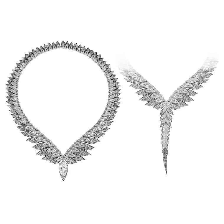 Magnipheasant diamond feather necklace