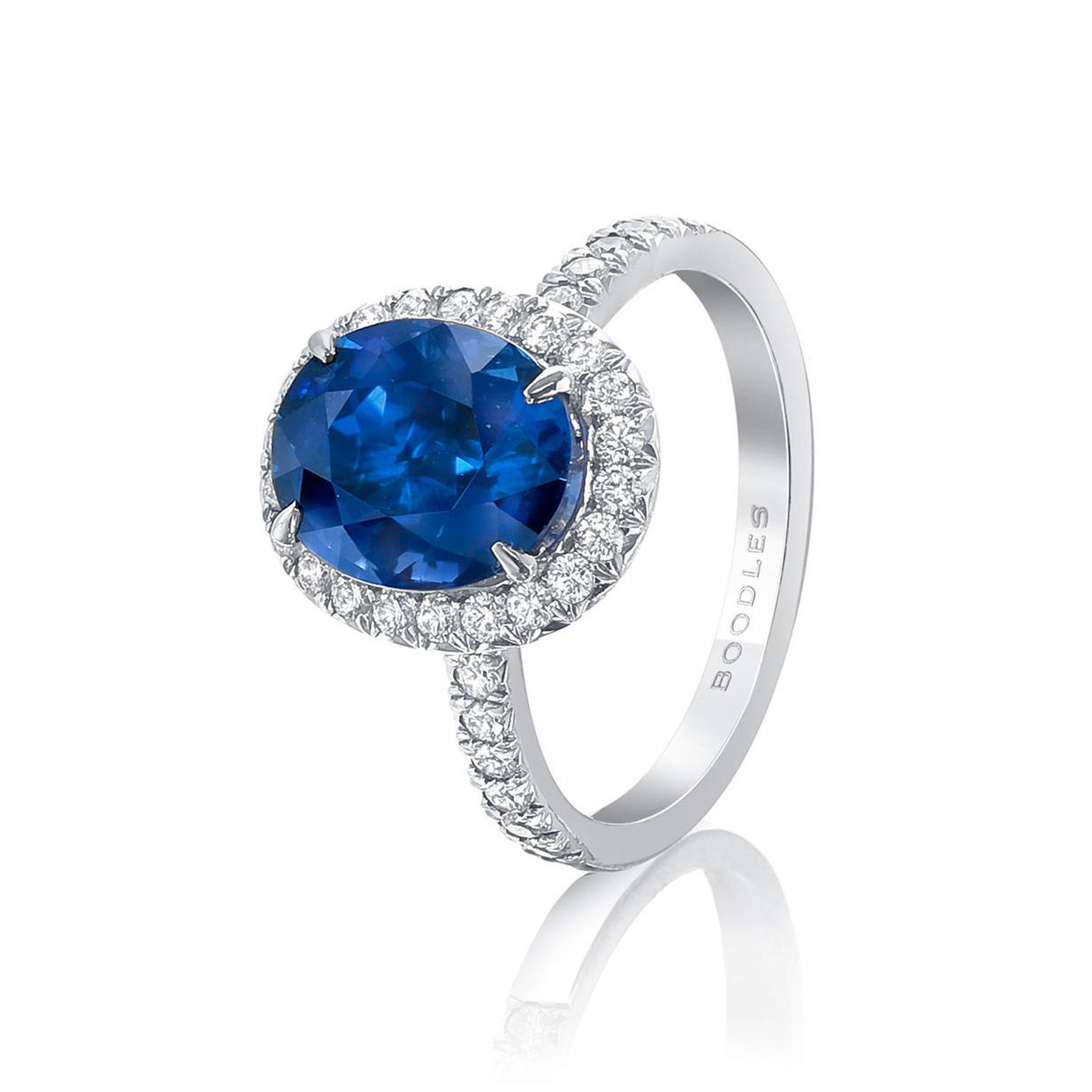 Boodles New Vintage oval cut sapphire engagement ring with