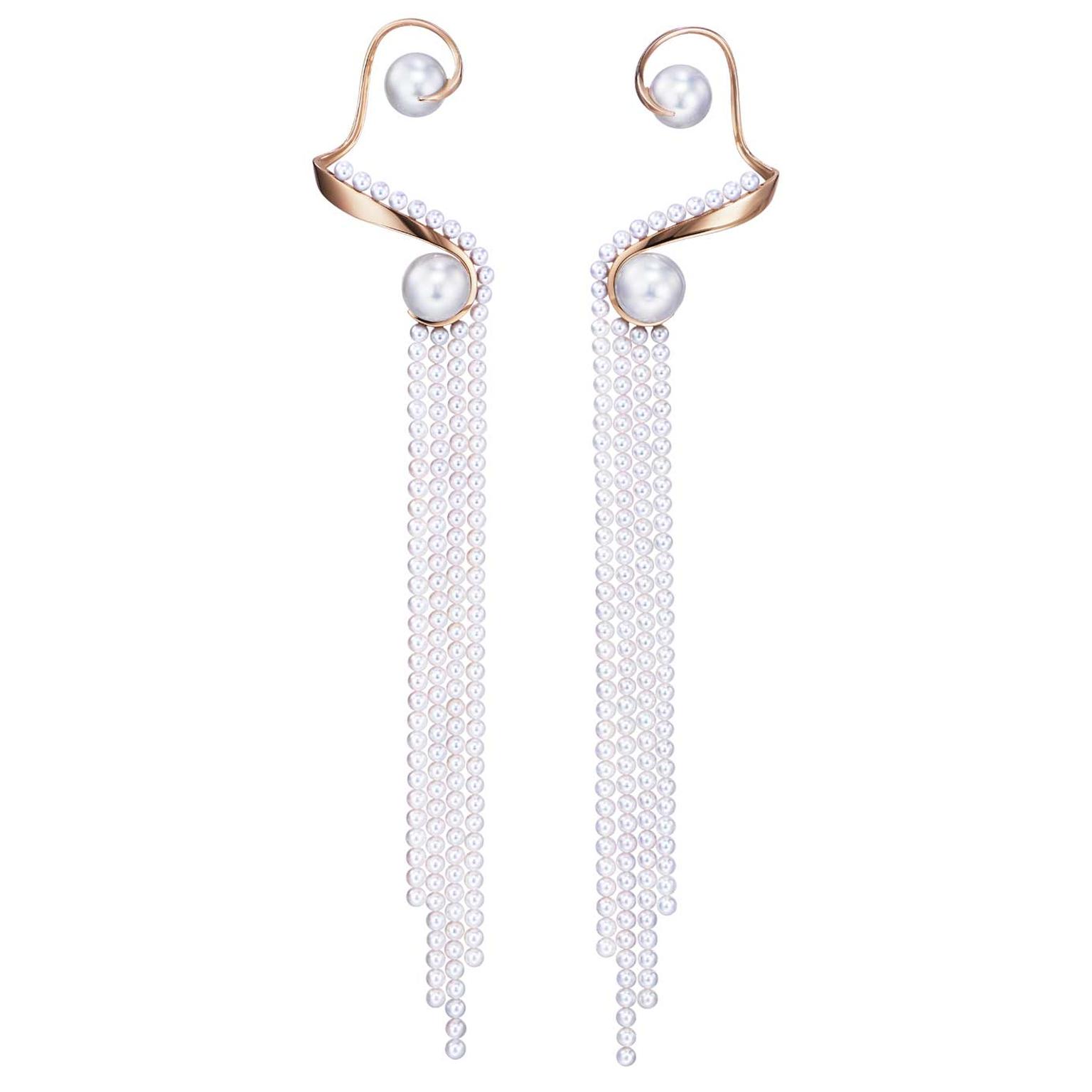 Tasaki Atelier Waterfall Akoya pearl and gold earrings