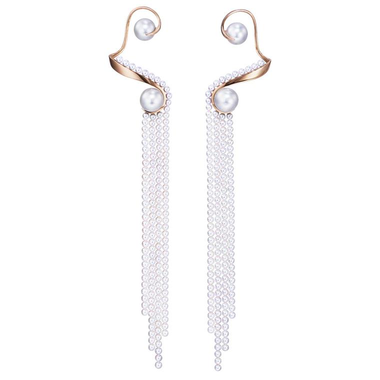 Tasaki Atelier Waterfall Akoya pearl and gold earrings