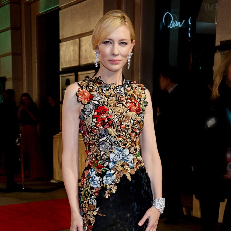 Cate Blanchett wearing tiffany earrings and bracelet