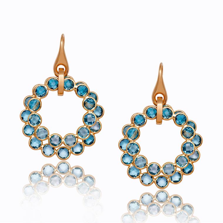 Biiju gold and blue topaz earrings