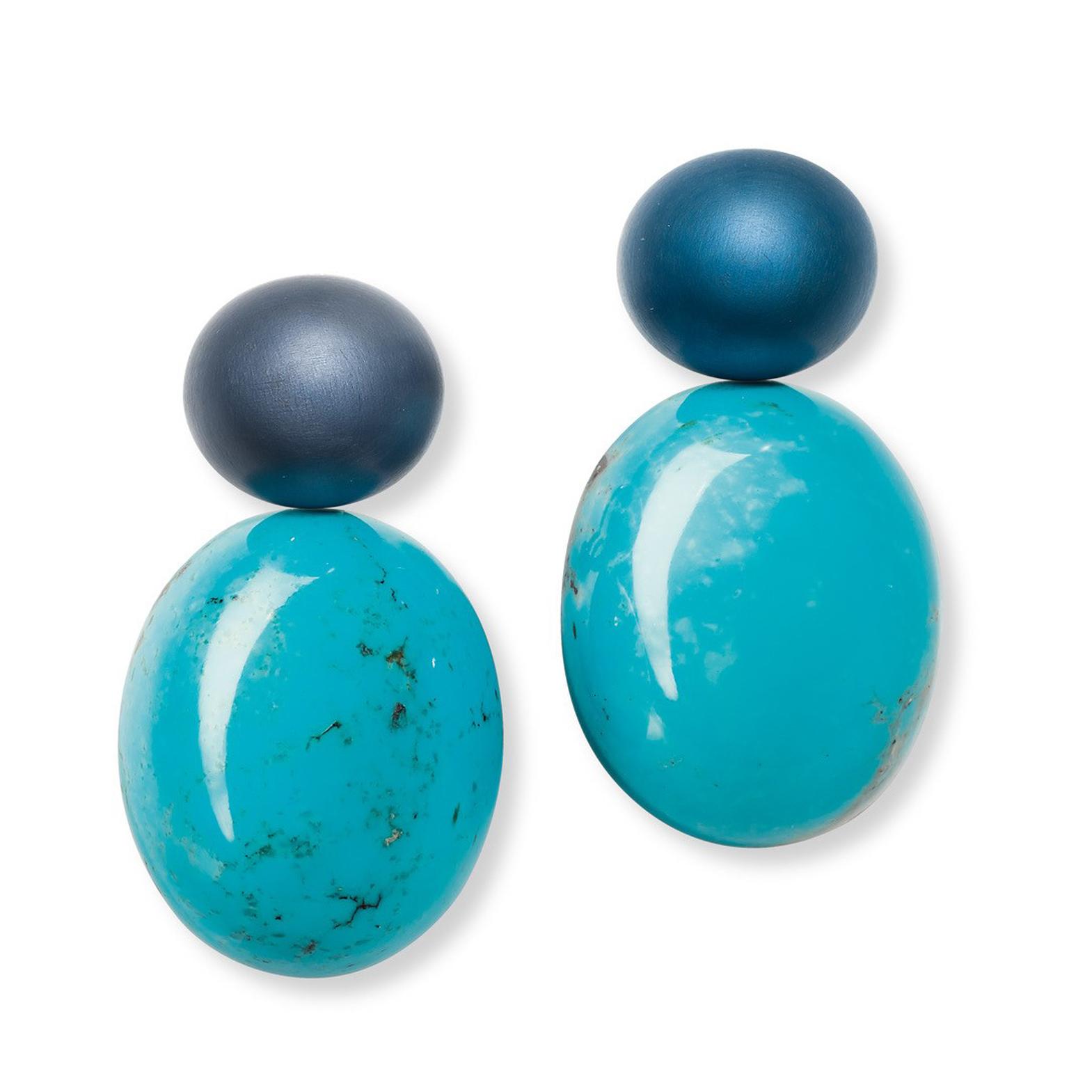 Hemmerle turquoise and blue aluminium earrings