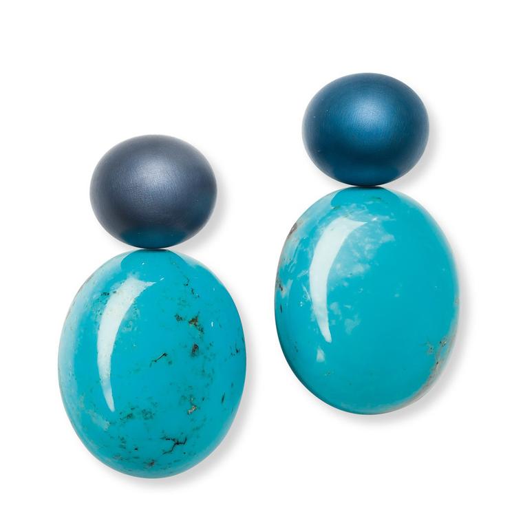 Hemmerle turquoise and blue aluminium earrings